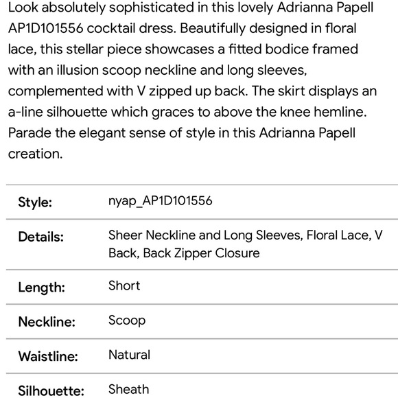 NWT 129.50 Adrianna Papell sheath cocktail dress size 6 - Picture 15 of 15